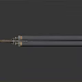 Shiny Metal Weapon With Long Handle And Decorative Spearhead Design