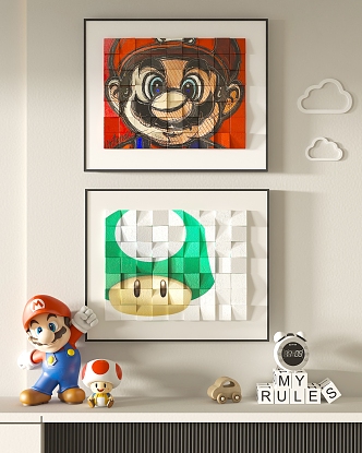 Modern Cartoon Decorative Hanging Painting 3d model