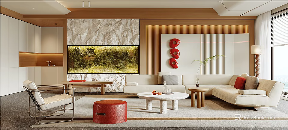 Elegant Modern Living Room Interior With Sofa Coffee Table And Decorative Wall Art 3d model 