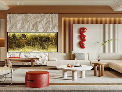 Elegant Modern Living Room Interior With Sofa Coffee Table And Decorative Wall Art 3d model