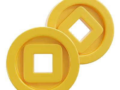 Two Yellow Circular Decorative Ornament Set For Home Decor With Square Holes 3d model