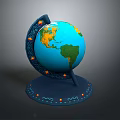 Decorative World Globe With Illuminated Base And Wave Pattern Details