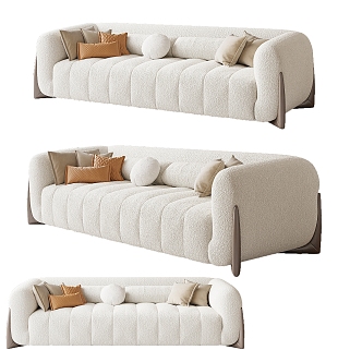 Cream wind multiplayer sofa 3d model