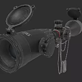 Tactical Weapon Scope With Open Caps Chain And Metallic Dog Tag Design