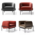 Single Sofa In Various Colors With Modern Design And Metal Frame 3d model