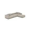 Modern Beige Upholstered Sectional Sofa With Soft Pillows And Dark Bottom Base 3d model