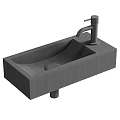 Modern Black Rectangular Countertop Washbasin With Sleek Faucet Design 3d model
