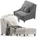 Cozy Gray Single Sofa With Pillows Ottoman And Soft Knitted Blanket 3d model