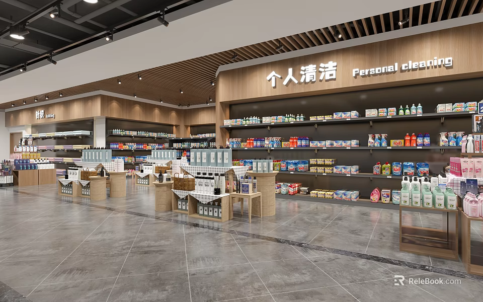 Supermarket Personal Care Aisle With Shelves Stocked Full Of Various Products And Organized Displays 3d model 