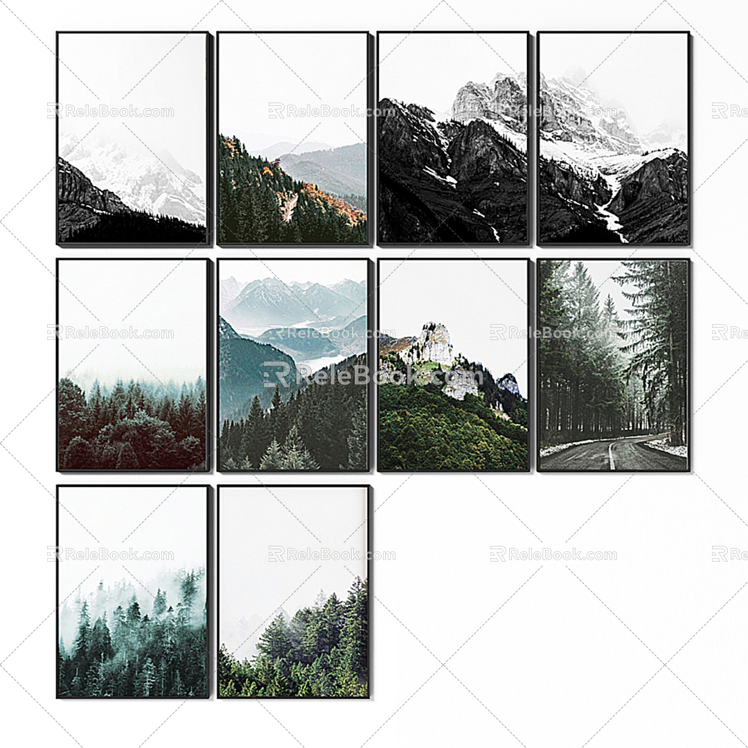 Modern landscape painting frame 3d model