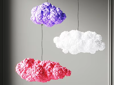 Colorful Cloud Shaped Chandeliers in Purple White and Pink for Modern Interior Decor 3d model