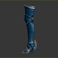 Blue and White Decorative Boots with Silver Accents and Elaborate Design Details