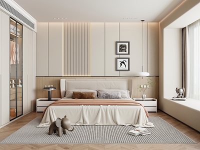 Simple Cream Style Bedroom model