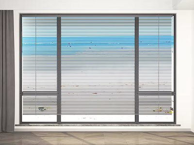 Modern Horizontal Window Blinds For Home Interior Design With Blue Sky View 3d model