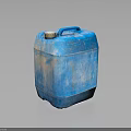 Worn Blue Plastic Water Storage Container With Blue Handle And White Lid 3d model