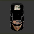 Bugatti Sports Car With Black Body Colorful Floral Patterns Open Doors And Brown Interior