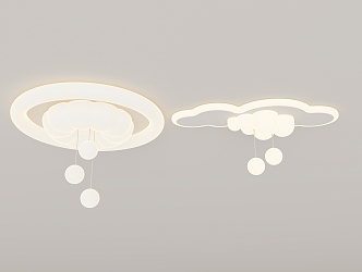 Simple Bedroom Chandelier Cream Wind Chandelier 3d model