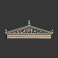 Classical Architectural Component With Sculptural Reliefs Blue Roof And Decorative Details