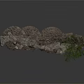 Natural Stone Structure With Irregularly Stacked Blocks And Adjacent Small Tree 3d model