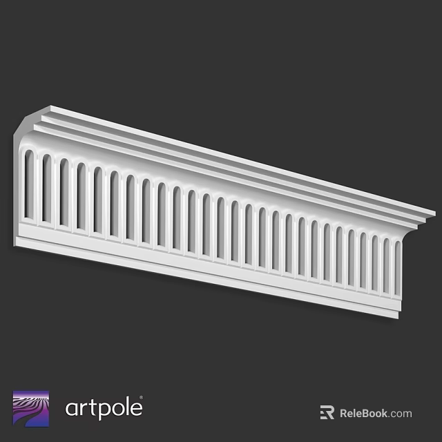 White Long Strip Architectural Component With Vertical Grooves For Decorative Applications 3d model 