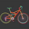 Stylish Red Mountain Bicycle With Black Tires Saddle And Silver Frame