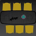 Modern Dining Table And Chairs Set With Black Marble Tabletop Green Plants And Fruits