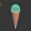 Delicious Creamy Pink Ice Cream Scoop in Crunchy Orange Waffle Cone