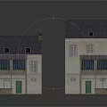 Two Story Traditional House Models With Gray Roofs White Walls Awning Windows And Chimneys