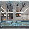 Modern Seafood Restaurant Interior With Glass Display Counters And Fresh Seafood 3d model