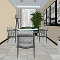 Hotel Mahjong Room Interior With Mahjong Table Chairs Green Plant And Wall Paintings