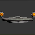 Futuristic Disc Shaped Spacecraft With Twin Engines And Red Flames For Cosmic Exploration
