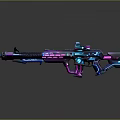 Futuristic Weapon with Neon Pink Blue Purple Lights Sci Fi Rifle Design Metallic Finish