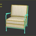 Modern Upholstered Dining Chair With Green Metal Frame And White Cushion