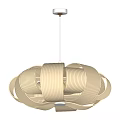 Elegant Modern Beige Ribbed Circular Rings Chandelier With Soft Ambient Light 3d model