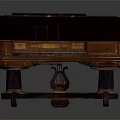 Antique Wooden Musical Instrument Piano With Intricate Carvings And Classic Design