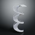 Sleek White Spiral Staircase Design With Curved Handrail And Reflective Surface 3d model