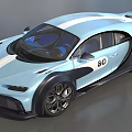 Light Blue Bugatti Sports Car With White Stripes And Number 80 Design