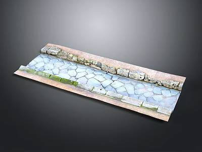 Natural Wood And Stone Paved Pathway Design For Outdoor Garden Decoration 3d model