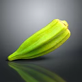 Fresh Green Okra Vegetable on Black Background with Reflection and Healthy Look