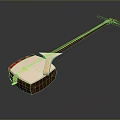 Traditional Chinese Stringed Instrument With Wooden Body White Panel And Red Decoration