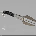 Modern Silver And Black Weapon With Forked Blades And Striped Handle Design 3d model