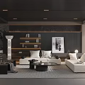 Modern Living Room Interior Design With White Sofa Coffee Table And Decorative Painting