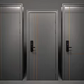 Modern Gray Security Doors With Yellow Lines Black Handles And Locks