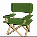 Green Folding Chair With Wooden Frame And Cup Holder For Living Supplies