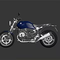Classic Blue Motorcycle Design With Black Seat And Chrome Exhaust Pipe