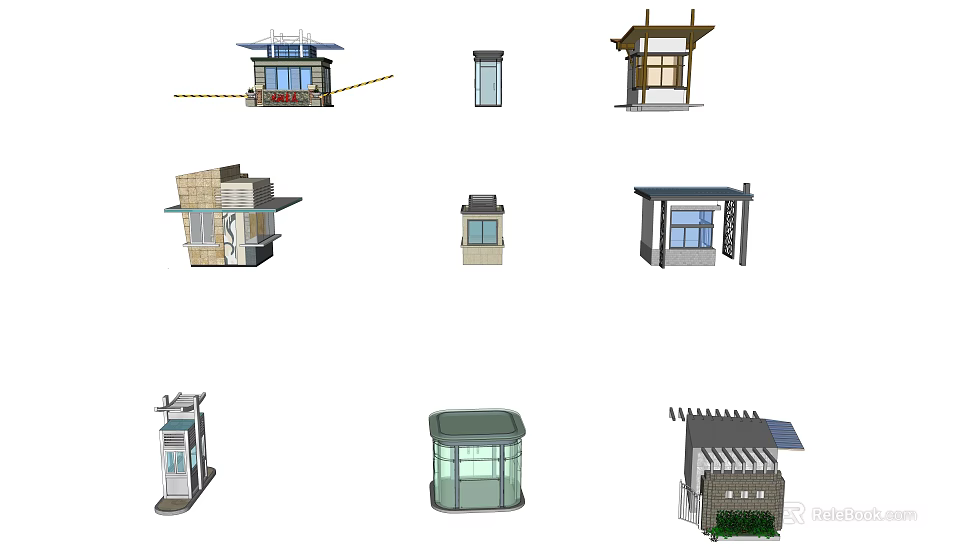 Stylish Entrance Gate Designs Featuring Modern Traditional Structures And Glass Elements 3d model