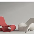 Modern Curved Leisure Chairs In Red White Brown With Soft Fabric And Ergonomic Design