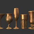 Vintage Copper Cups With Carved Patterns And Multiple Design Styles 3d model