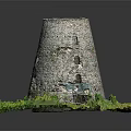 Historic Stone Tower Model With Green Grass Base And Small Windows