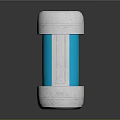 Modern Silver And Blue Cosmetic Perfume Bottle With Cylindrical Design And Smooth Shiny Surface